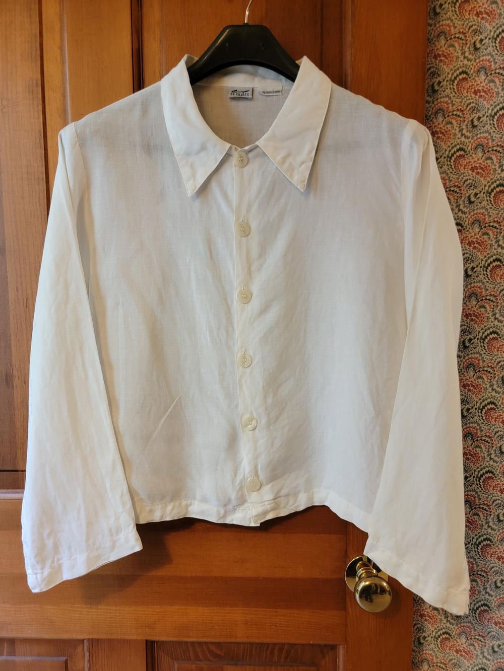 Vintage CP Shades Sausalito White 100% Irish Linen Button Down Shirt Size 8